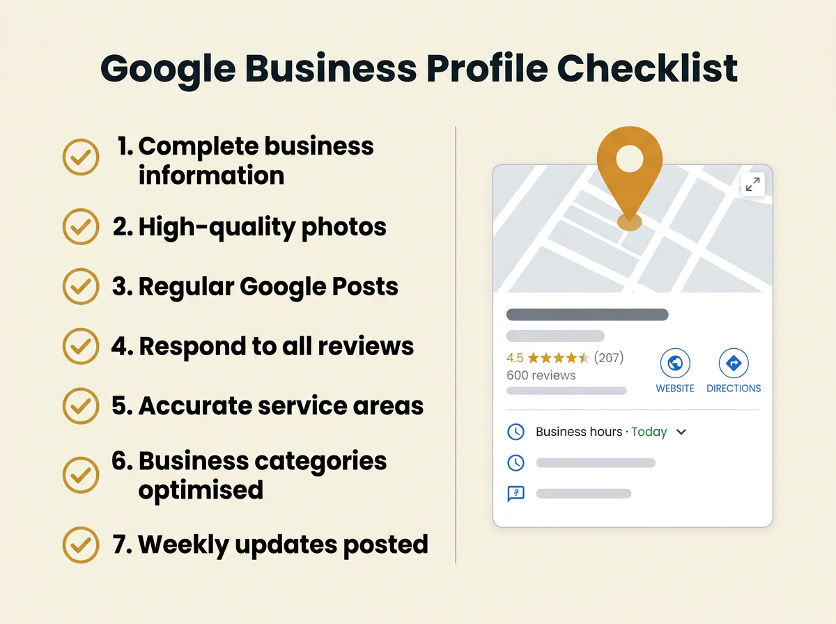 Google Business Profile optimisation checklist for tradespeople - local SEO guide